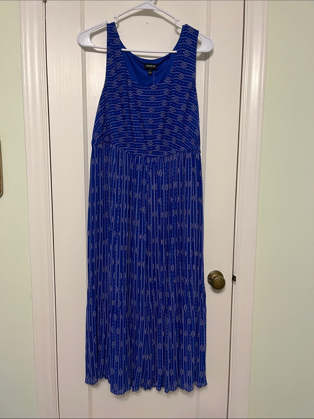 torrid cobalt blue printed sleeveless maxi dress